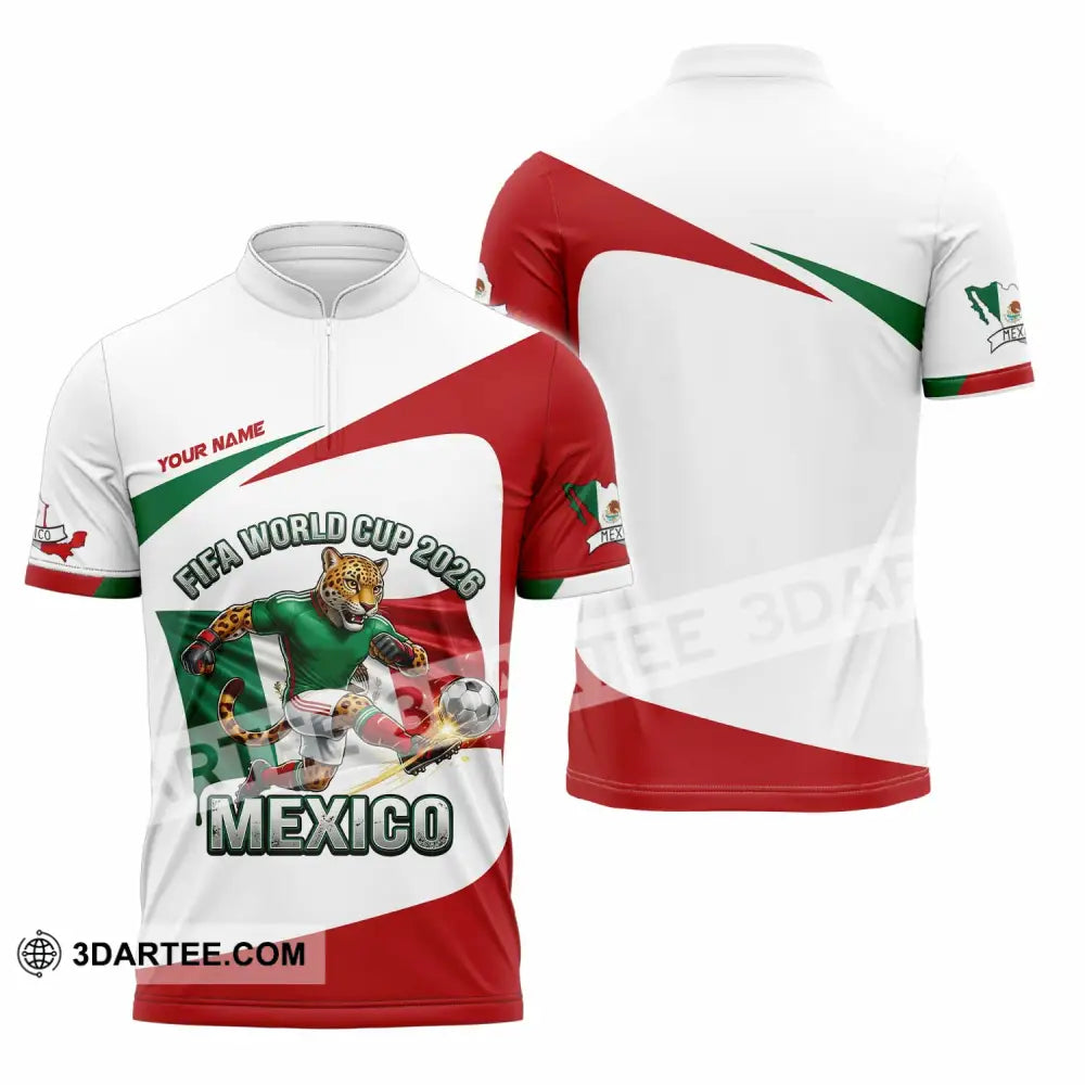 Unisex Shirt - Custom Mexico Fifa World Cup 2026 3D Shirt Zipper Polo Shirt / S T-shirt