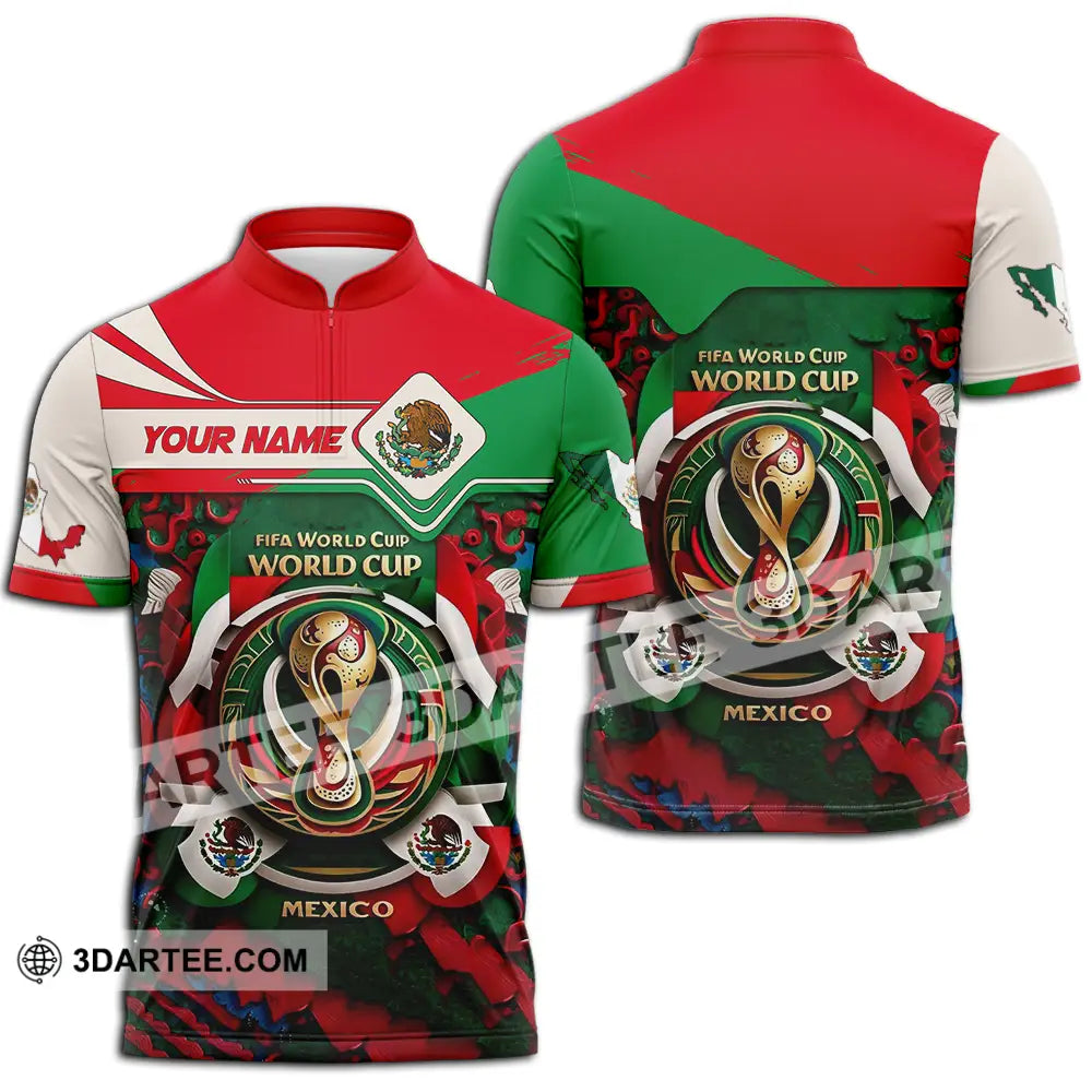 Unisex Shirt - Custom Mexico Fifa Club World Cup 2026 3D Shirt Zipper Polo Shirt / S T-shirt