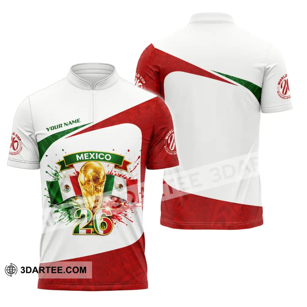 Unisex Shirt - Custom Mexico Fifa World Cup 2026 3D Shirt Zipper Polo Shirt / S T-shirt