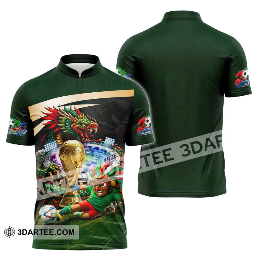 Unisex Shirt - Custom Mexico FIFA World Cup 2026 3D Shirt Zipper Polo Shirt / S T-shirt