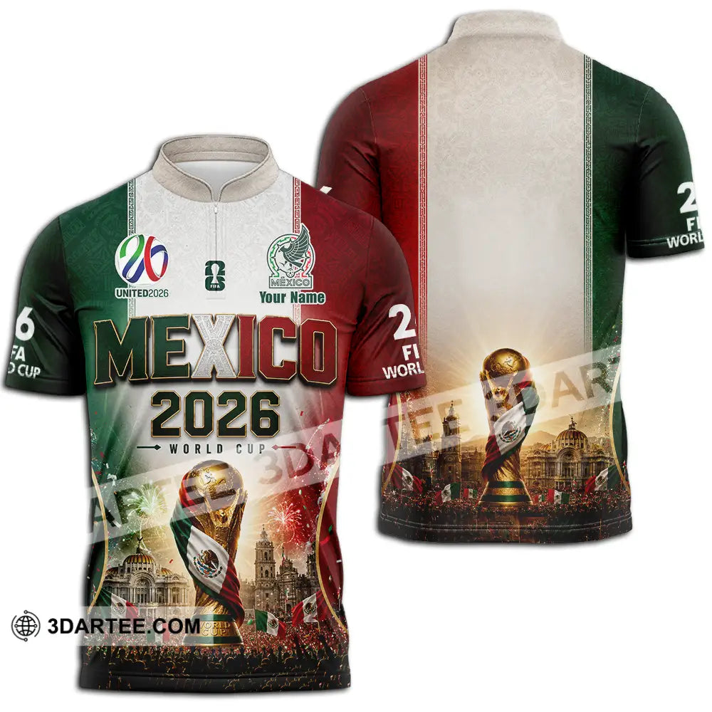 Unisex Shirt - Custom Mexico World Cup 2026 Shirt - Zipper Polo Shirt / S - T-shirt