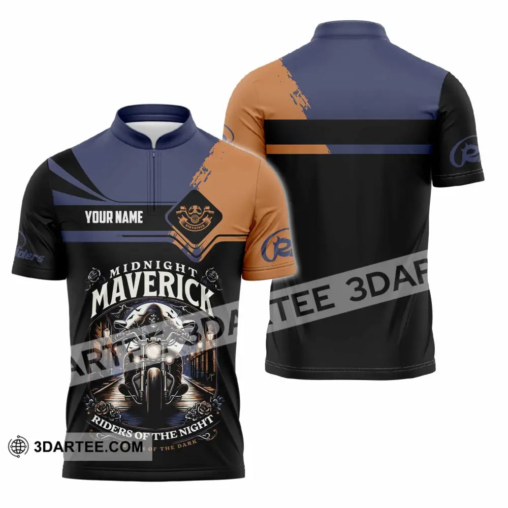 Unisex Shirt - Custom Midnight Maverick Riders Of The Night Shirt Zipper Polo Shirt / S T-shirt