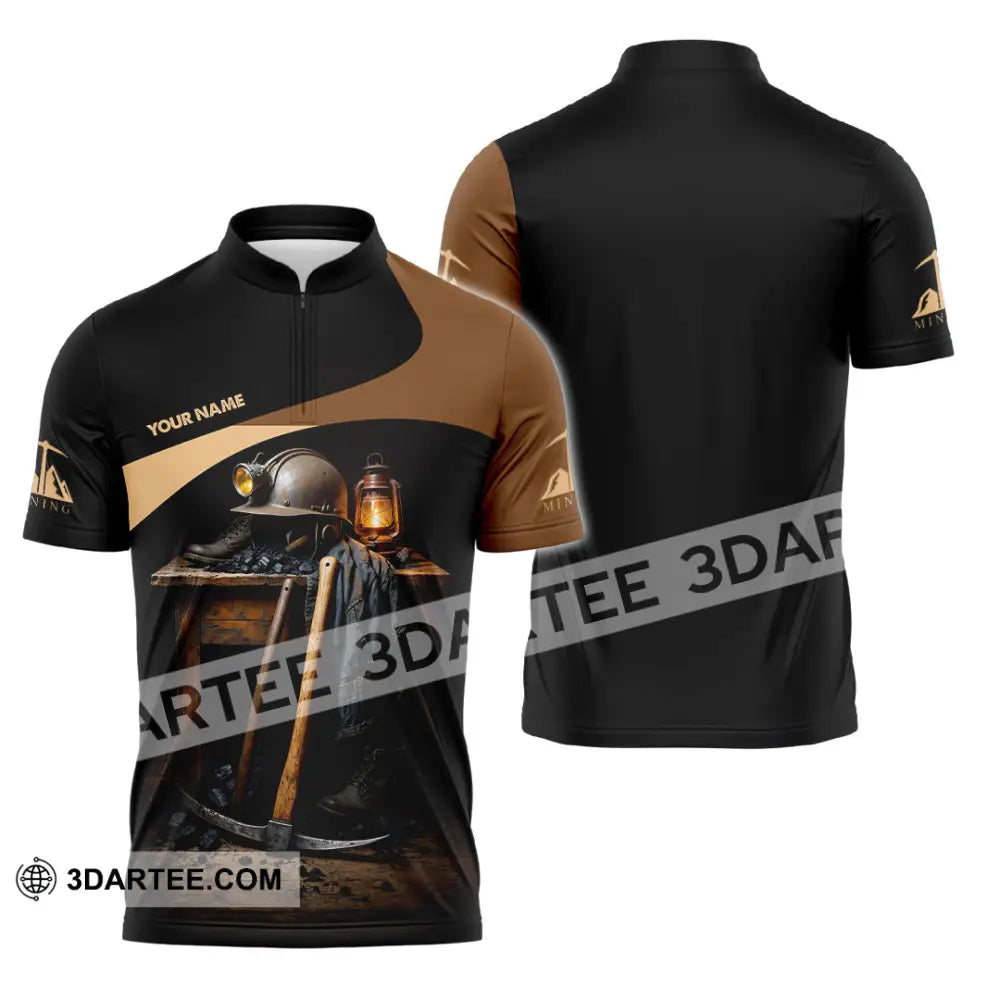 Unisex Shirt - Custom Mining Shirt - Zipper Polo Shirt / S - T-shirt