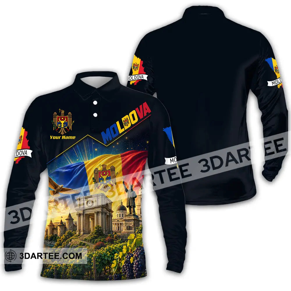 Unisex Shirt - Custom Moldova Shirt - Long Sleeve Polo / S - T-shirt
