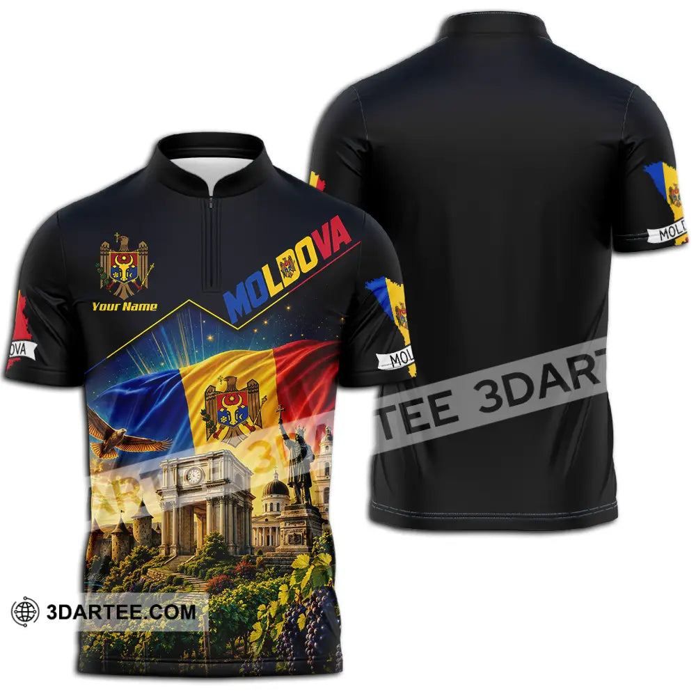 Unisex Shirt - Custom Moldova Shirt - Zipper Polo Shirt / S - T-shirt