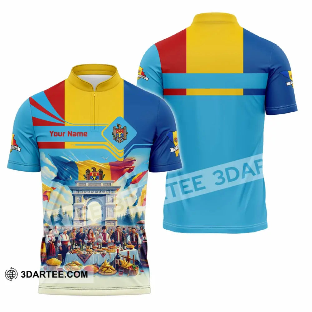 Unisex Shirt - Custom Moldova Shirt - Zipper Polo Shirt / S - T-shirt