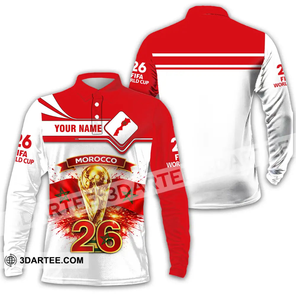 Unisex Shirt - Custom Morocco World Cup 2026 3D Shirt - Long Sleeve Polo / S - T-shirt