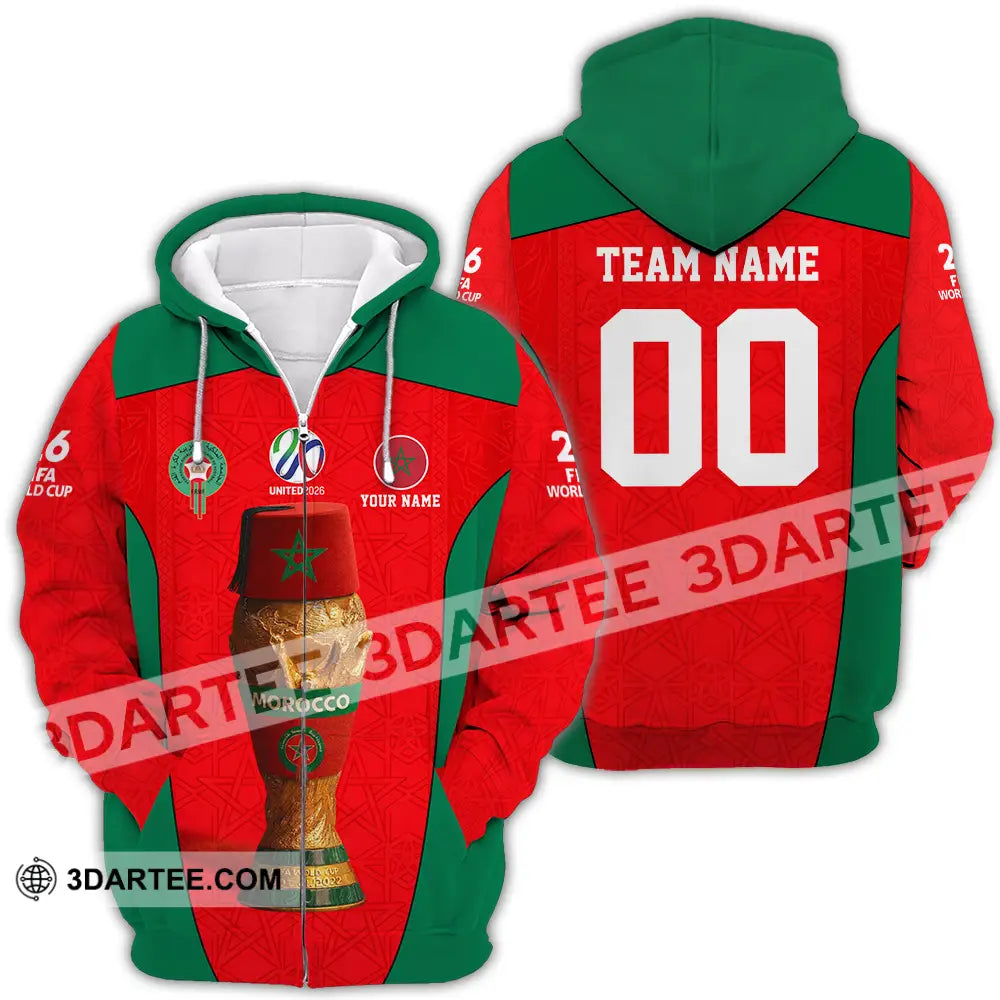 Unisex Shirt - Custom Morocco World Cup 2026 3D Shirt - Zipper Hoodie / S - T-shirt