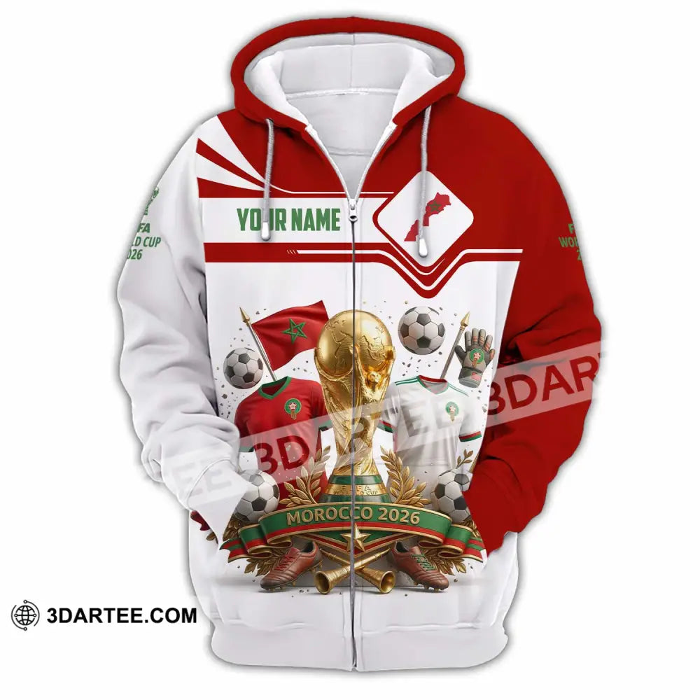 Unisex Shirt - Custom Morocco World Cup 2026 3D Shirt - Zipper Hoodie / S - T-shirt