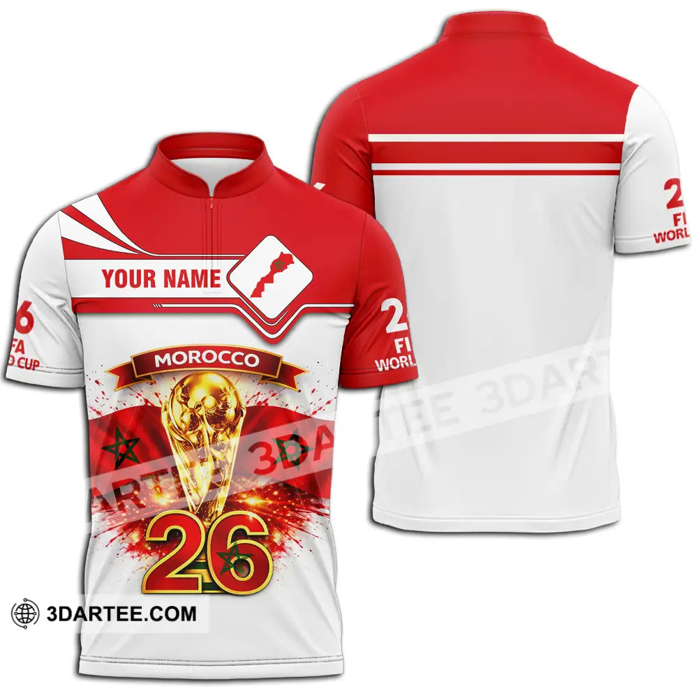 Unisex Shirt - Custom Morocco World Cup 2026 3D Shirt - Zipper Polo Shirt / S - T-shirt