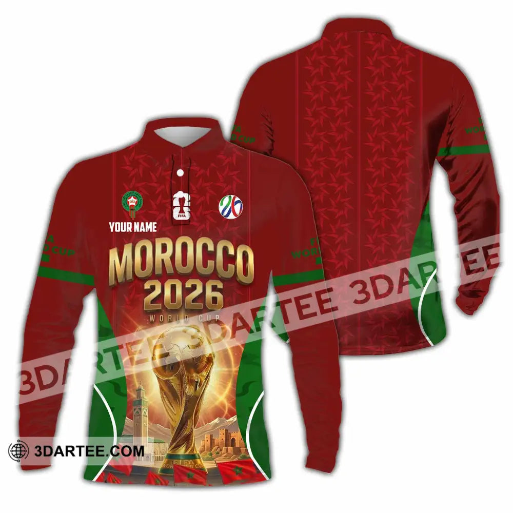 Unisex Shirt - Custom Morocco World Cup 2026 Shirt - Long Sleeve Polo / S - T-shirt