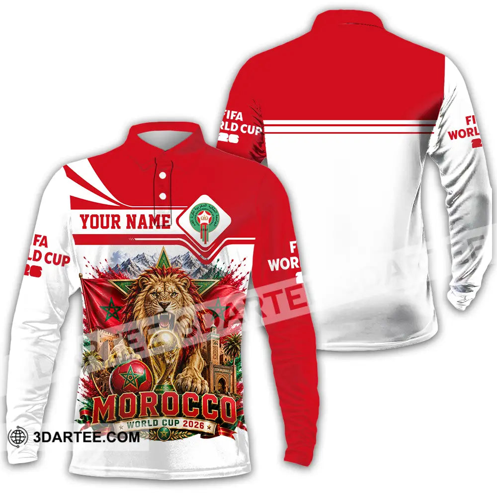 Unisex Shirt - Custom Morocco World Cup 2026 Shirt - Long Sleeve Polo / S - T-shirt