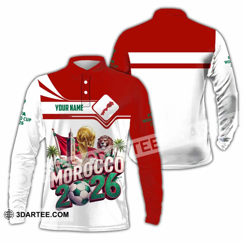 Unisex Shirt - Custom Morocco World Cup 2026 Shirt - Long Sleeve Polo / S - T-shirt