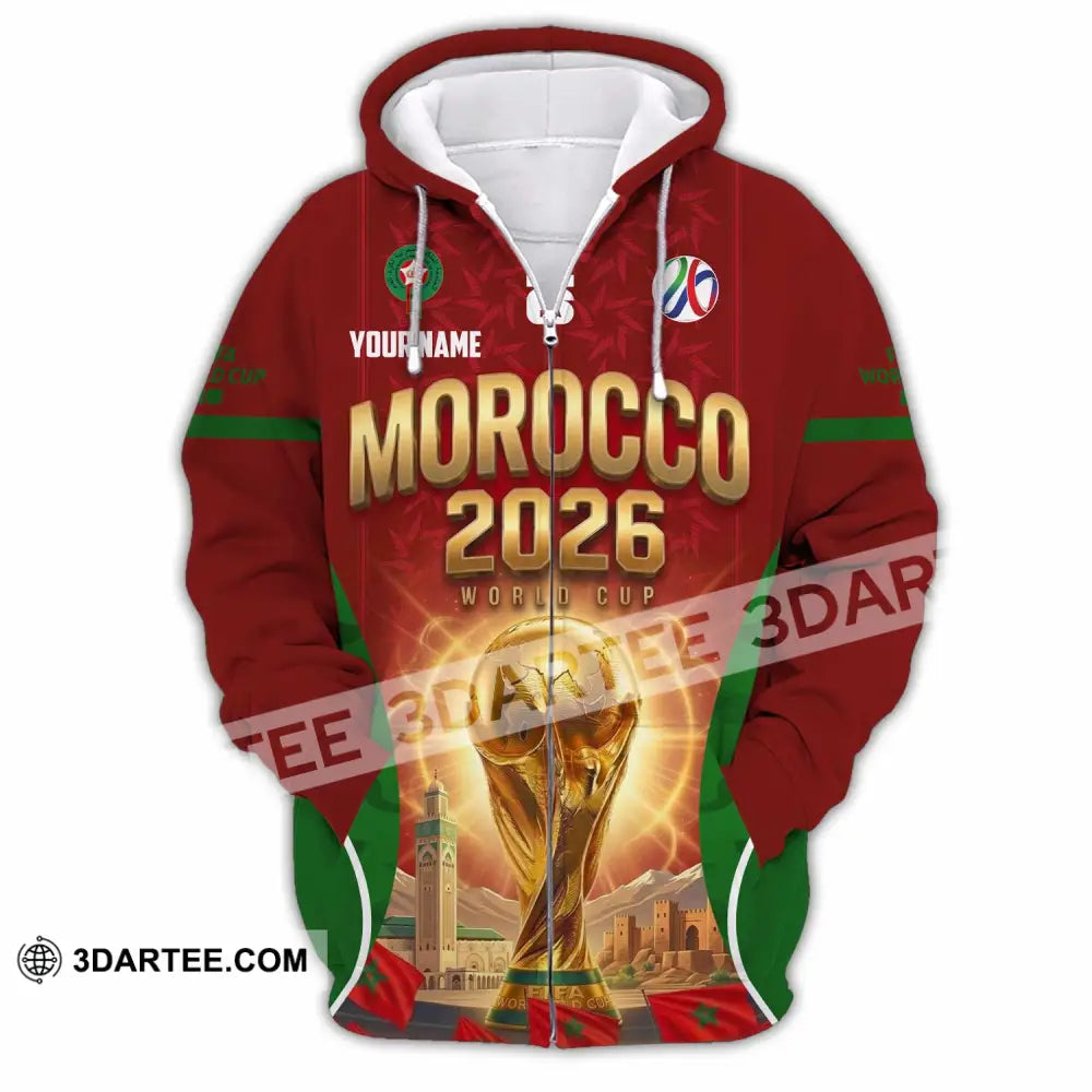 Unisex Shirt - Custom Morocco World Cup 2026 Shirt - Zipper Hoodie / S - T-shirt