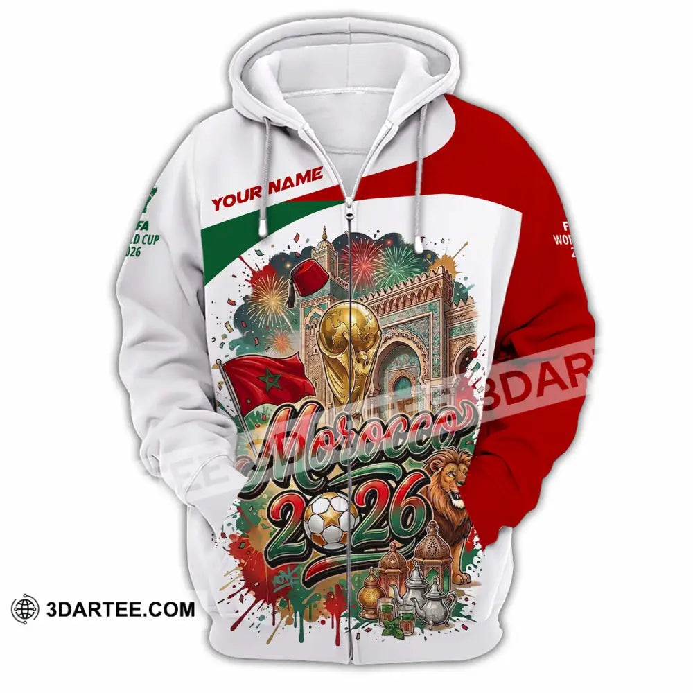 Unisex Shirt - Custom Morocco World Cup 2026 Shirt - Zipper Hoodie / S - T-shirt