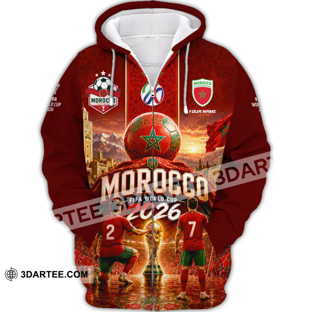 Unisex Shirt - Custom Morocco World Cup 2026 Shirt - Zipper Hoodie / S - T-shirt