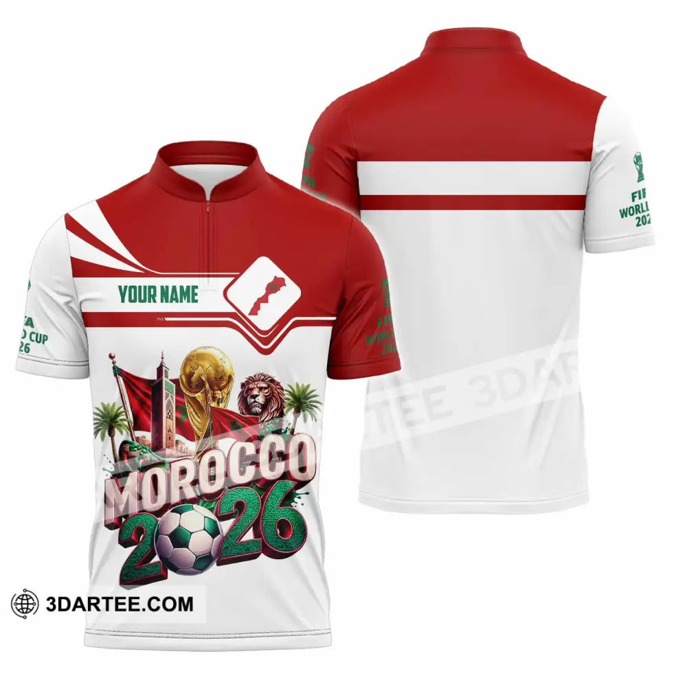 Unisex Shirt - Custom Morocco World Cup 2026 Shirt - Zipper Polo Shirt / S - T-shirt