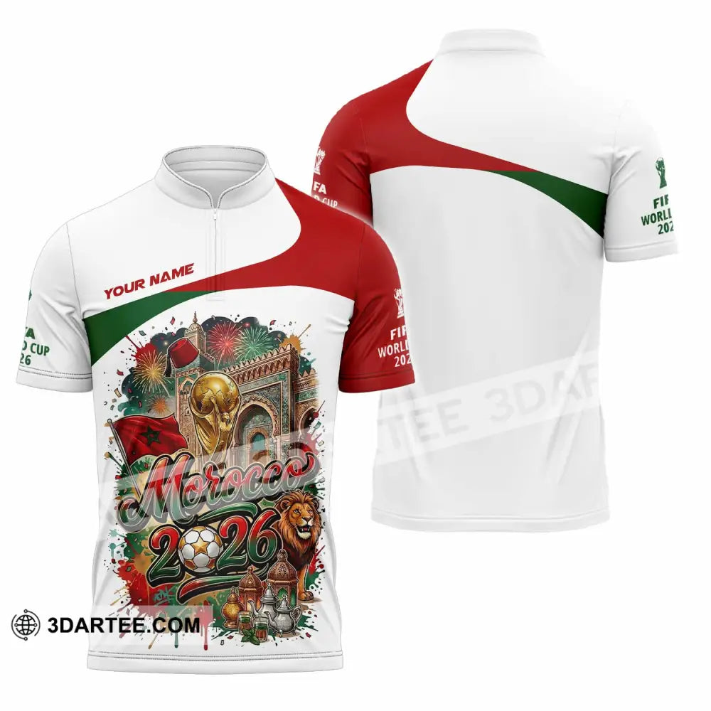 Unisex Shirt - Custom Morocco World Cup 2026 Shirt - Zipper Polo Shirt / S - T-shirt