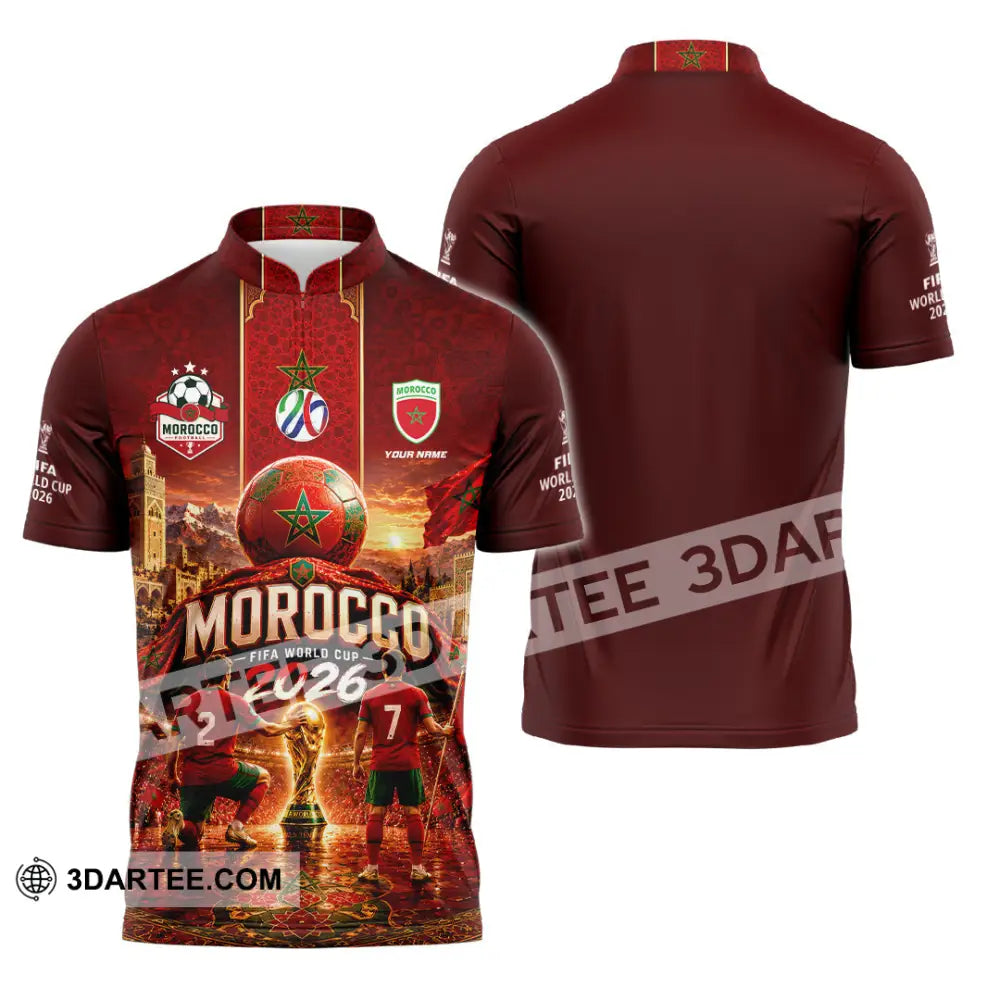 Unisex Shirt - Custom Morocco World Cup 2026 Shirt - Zipper Polo Shirt / S - T-shirt