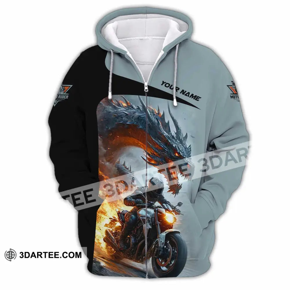 Unisex Shirt Custom Moto Rider Shirt Zipper Hoodie / S T shirt