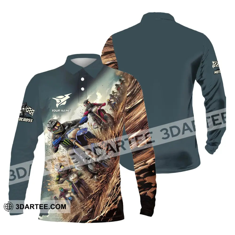 Unisex Shirt - Custom Motocross Player Shirt Long Sleeve Polo / S T-shirt
