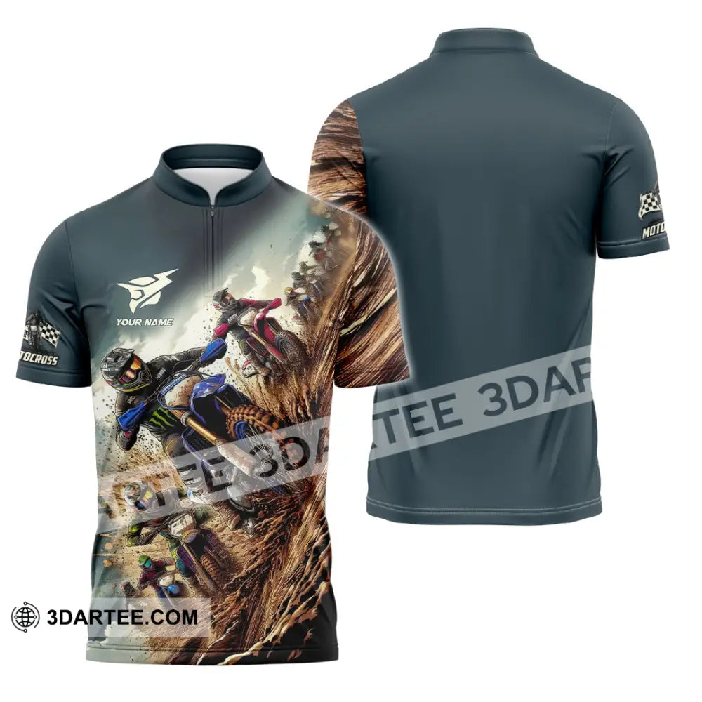 Unisex Shirt - Custom Motocross Player Shirt Zipper Polo Shirt / S T-shirt