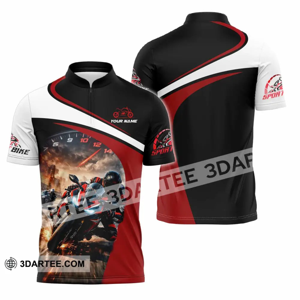 Unisex Shirt - Custom Motorbike Shirt - Zipper Polo Shirt / S - T-shirt