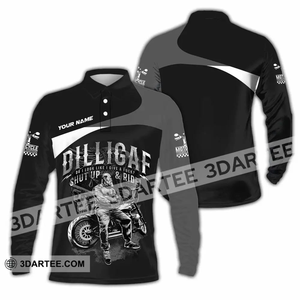 Unisex Shirt - Custom Motorcycle Do I Look Like I Do A Fxck Shut Up & Ride Shirt - Long Sleeve Polo / S - T-shirt