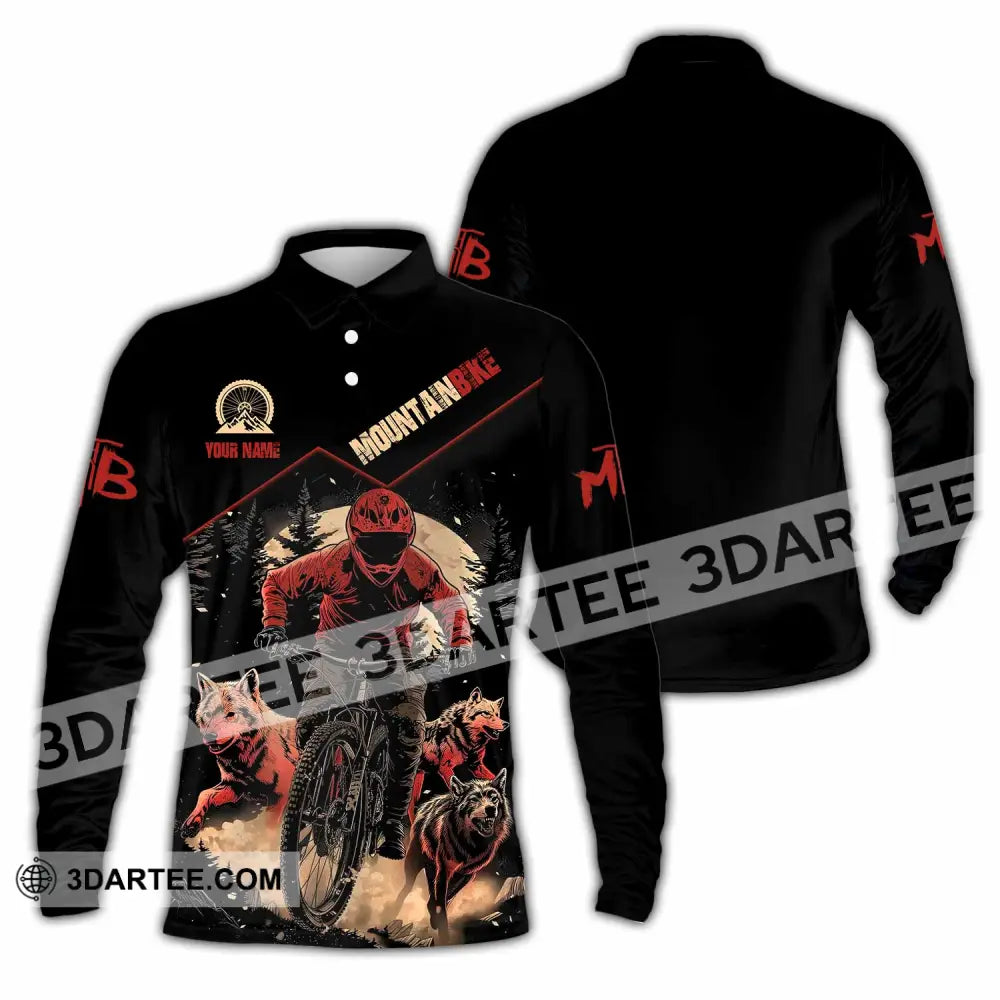 Unisex Shirt - Custom Mountain Bike Shirt Long Sleeve Polo / S T-shirt