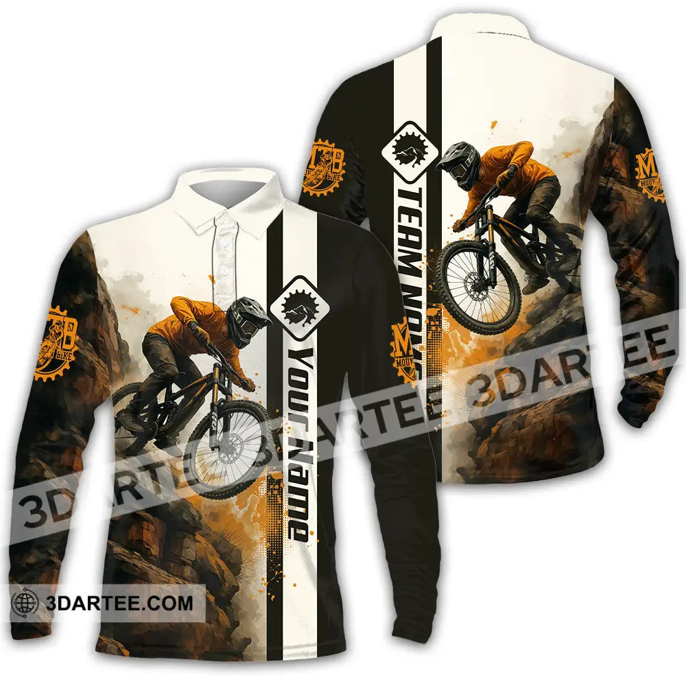 Unisex Shirt - Custom Mountain Bike Shirt Long Sleeve Polo / S T-shirt