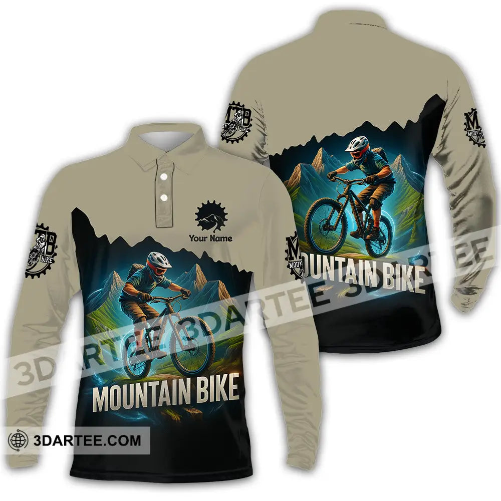 Unisex Shirt - Custom Mountain Bike Shirt Long Sleeve Polo / S T-shirt