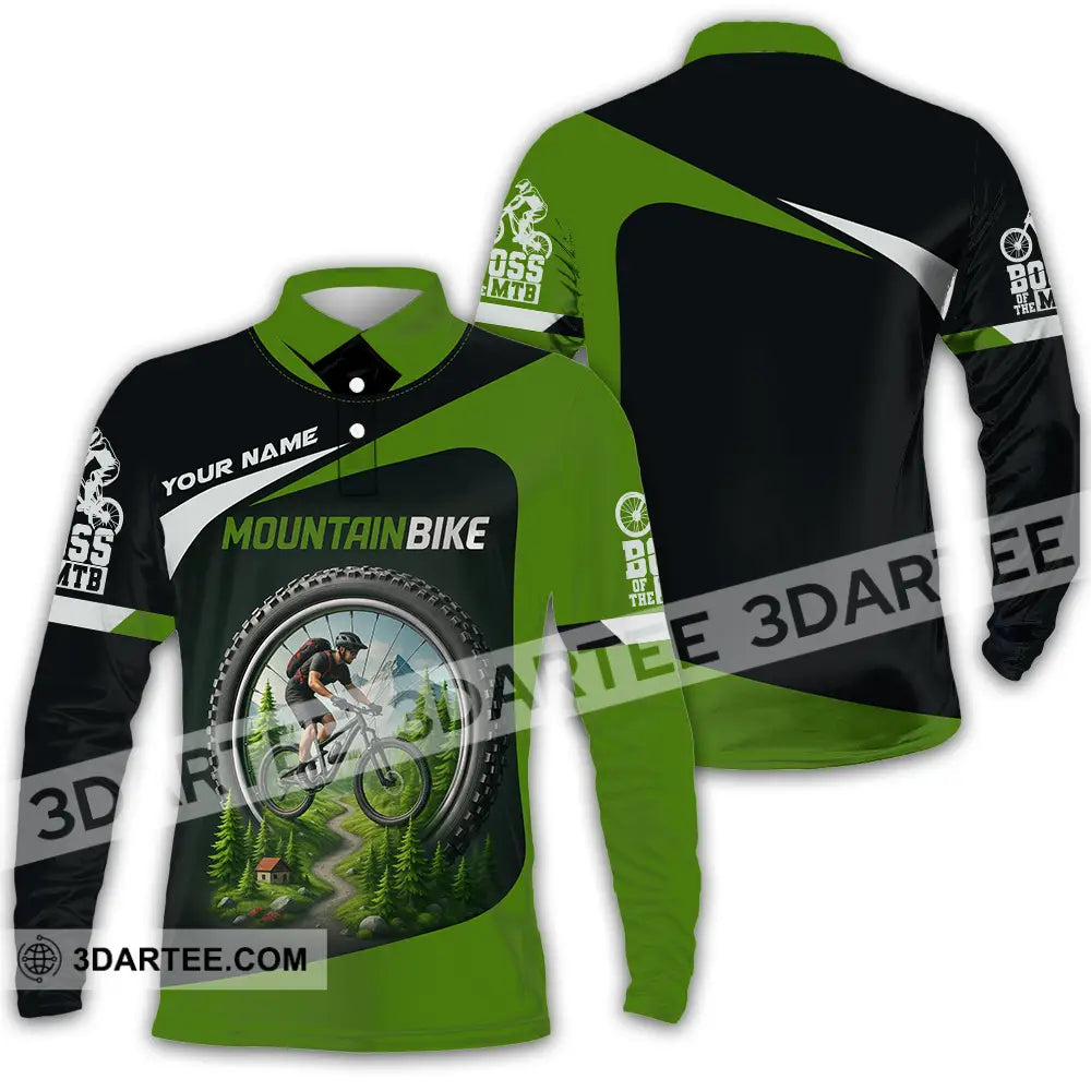 Unisex Shirt - Custom Mountain Bike Shirt Long Sleeve Polo / S T-shirt