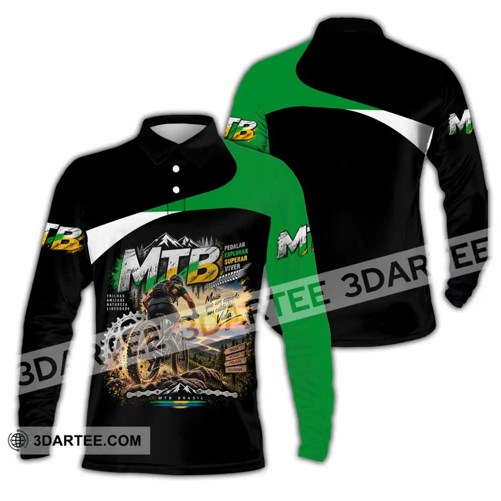Unisex Shirt - Custom Mountain Bike Shirt - Long Sleeve Polo / S - T-shirt