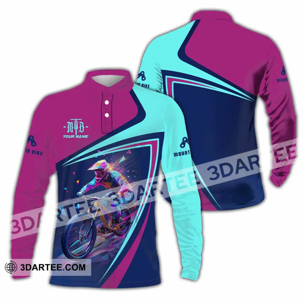 Unisex Shirt - Custom Mountain Bike Shirt Long Sleeve Polo / S T-shirt