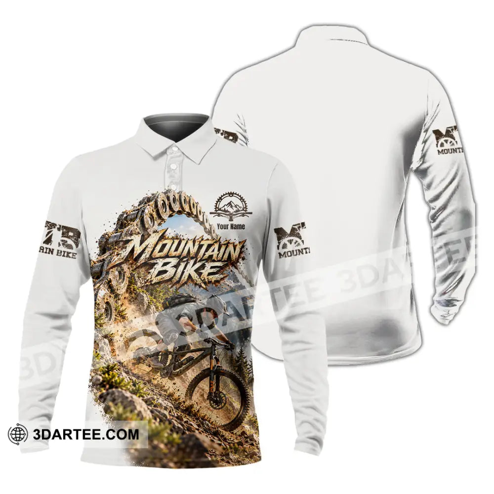 Unisex Shirt - Custom Mountain Bike Shirt - Long Sleeve Polo / S - T-shirt