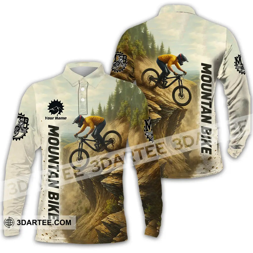 Unisex Shirt - Custom Mountain Bike Shirt Long Sleeve Polo / S T-shirt