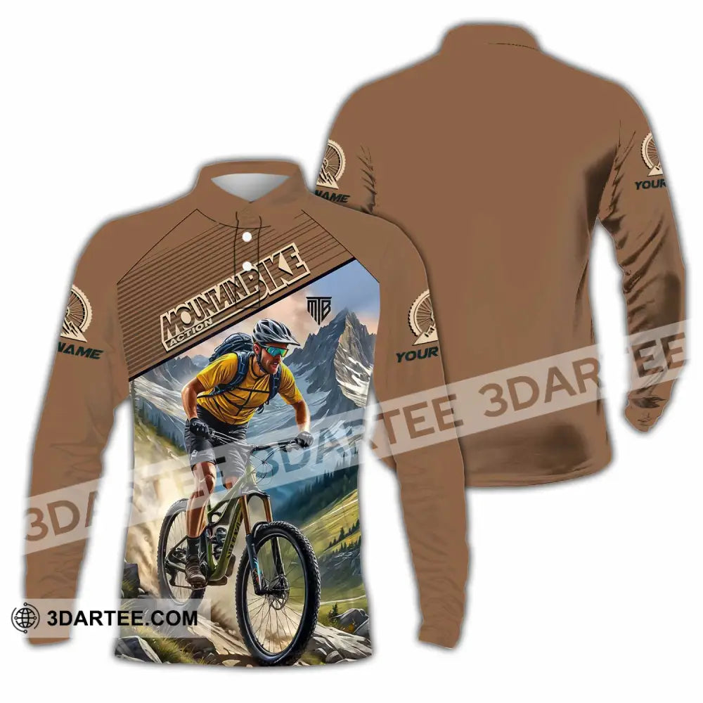Unisex Shirt - Custom Mountain Bike Shirt Long Sleeve Polo / S T-shirt