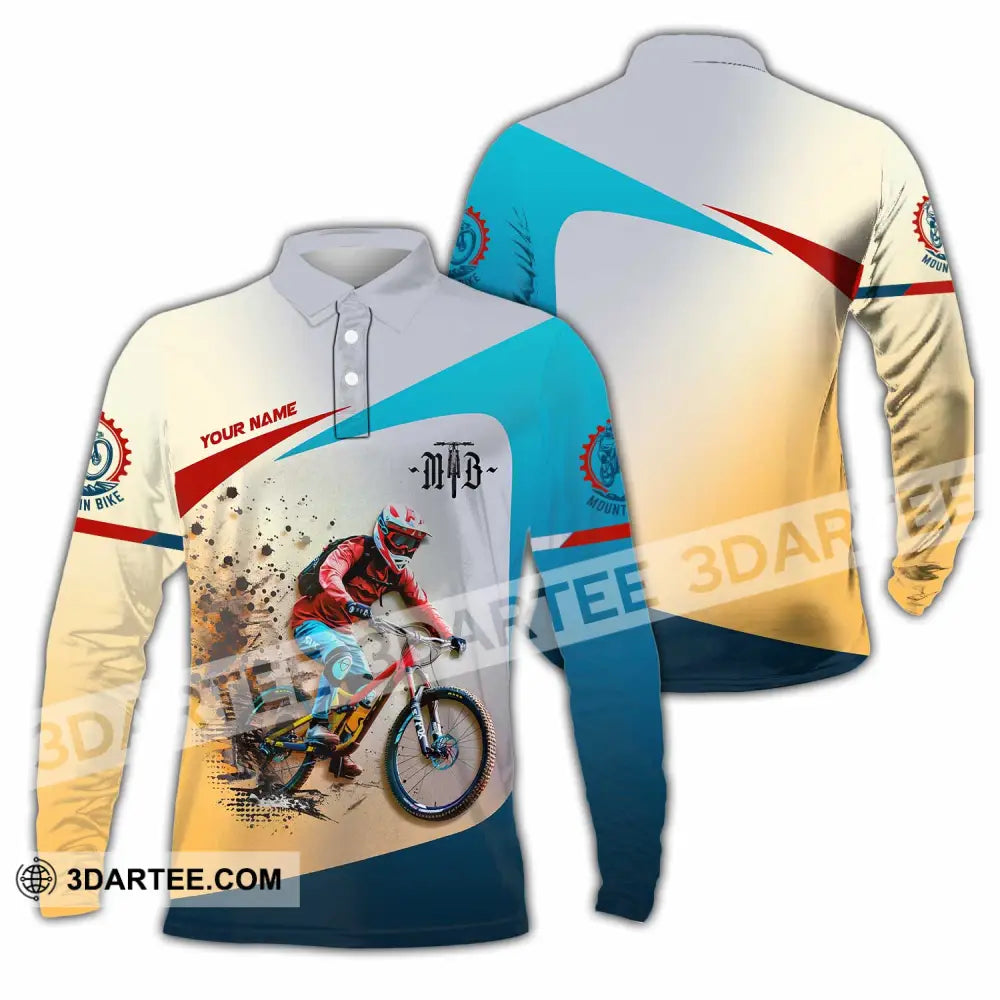 Unisex Shirt - Custom Mountain Bike MTB Shirt Long Sleeve Polo / S T-shirt