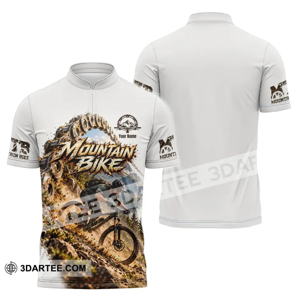Unisex Shirt - Custom Mountain Bike Shirt - Zipper Polo Shirt / S - T-shirt
