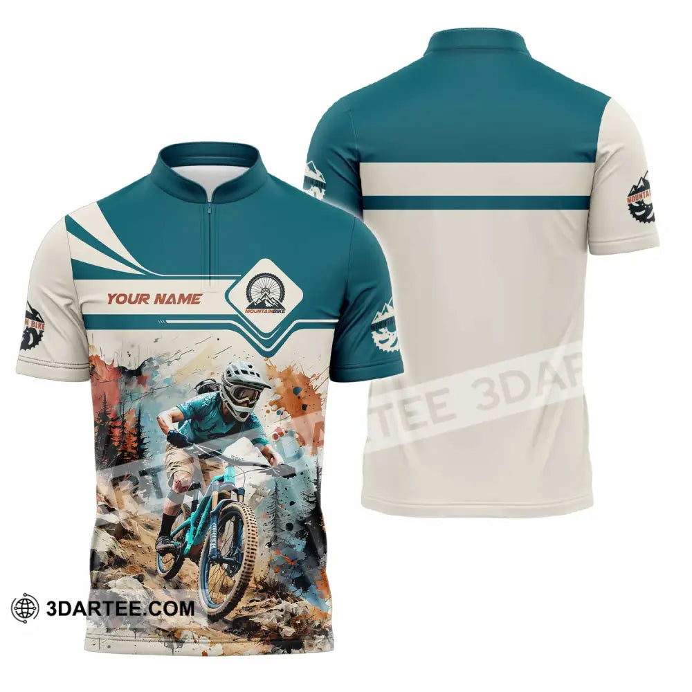 Unisex Shirt - Custom Mountain Bike Shirt Zipper Polo Shirt / S T-shirt
