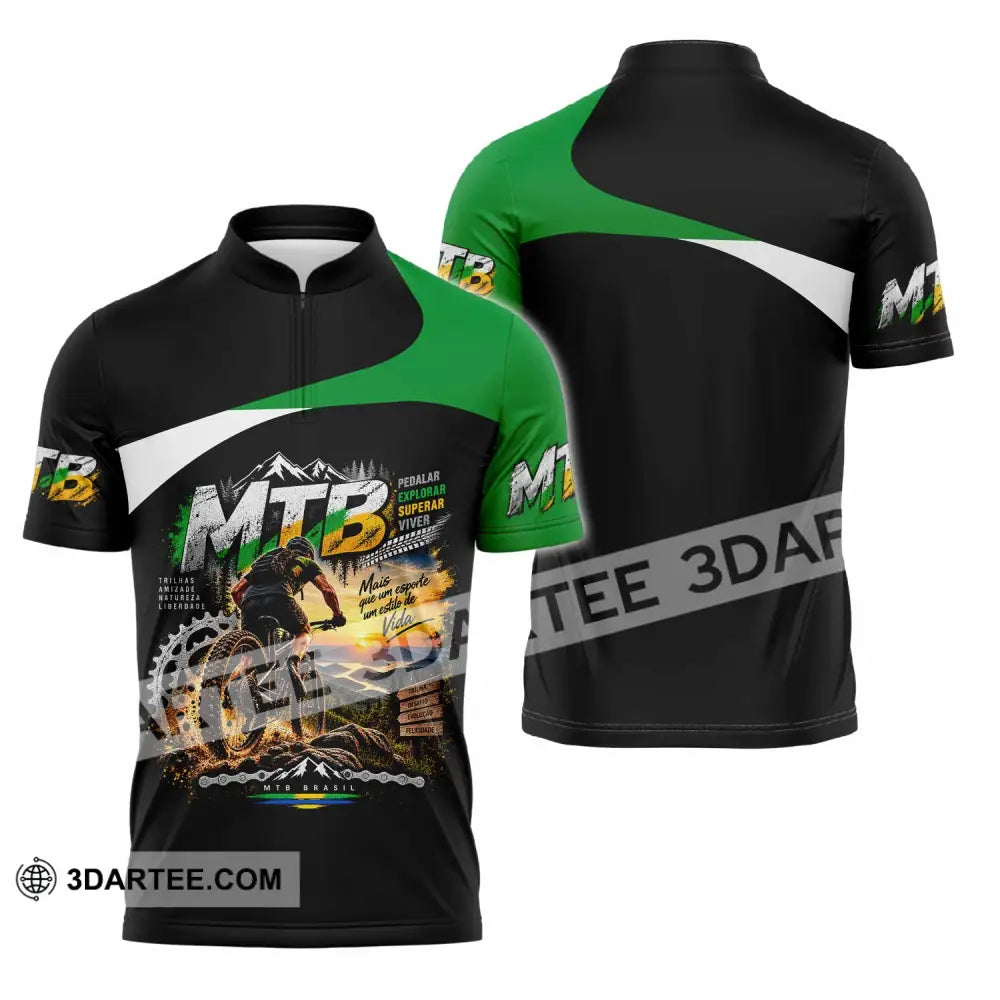 Unisex Shirt - Custom Mountain Bike Shirt - Zipper Polo Shirt / S - T-shirt