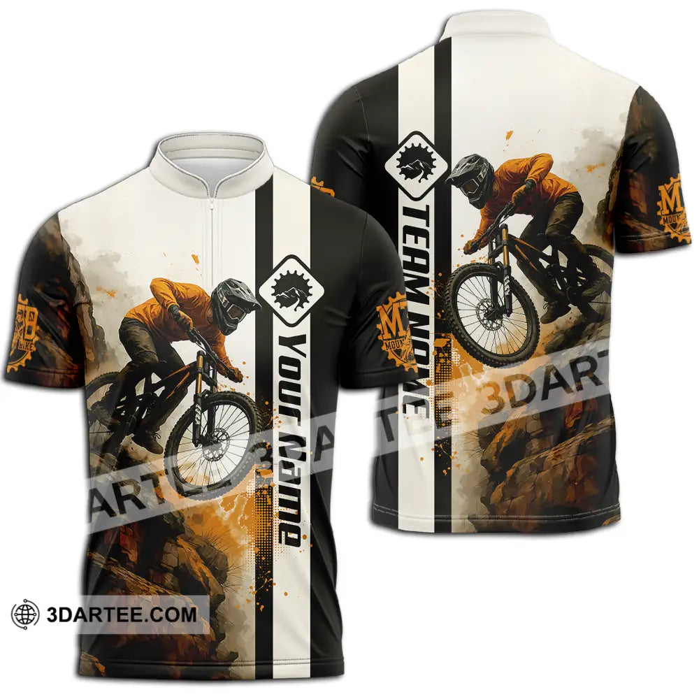 Unisex Shirt - Custom Mountain Bike Shirt Zipper Polo Shirt / S T-shirt