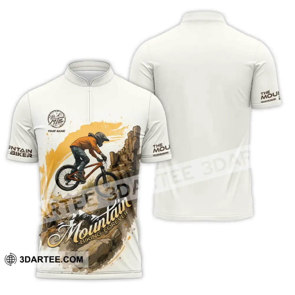 Unisex Shirt - Custom Mountain Bike Shirt Zipper Polo Shirt / S T-shirt