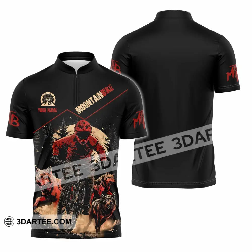 Unisex Shirt - Custom Mountain Bike Shirt Zipper Polo Shirt / S T-shirt