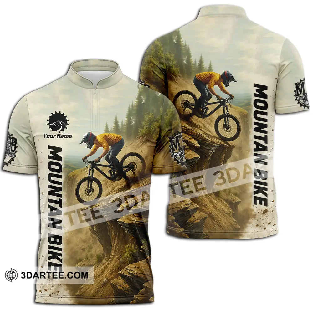 Unisex Shirt - Custom Mountain Bike Shirt Zipper Polo Shirt / S T-shirt