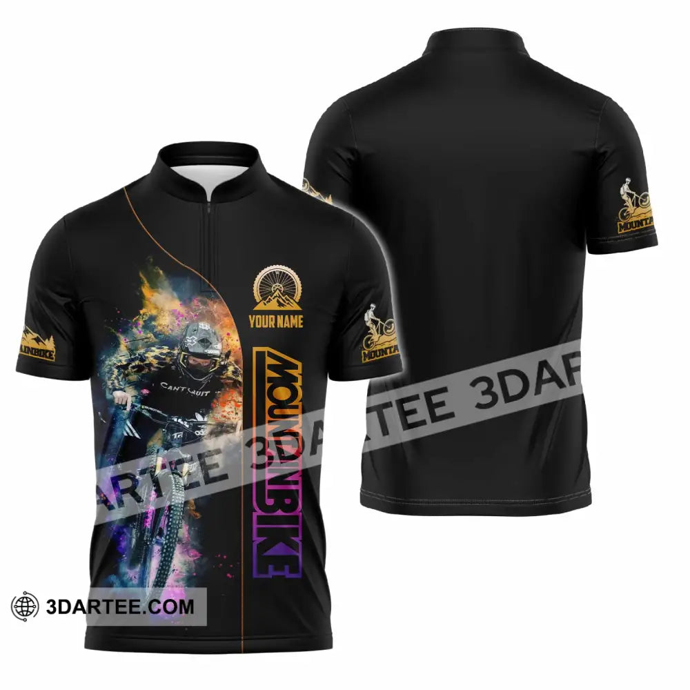 Unisex Shirt - Custom Mountain Bike Shirt Zipper Polo Shirt / S T-shirt