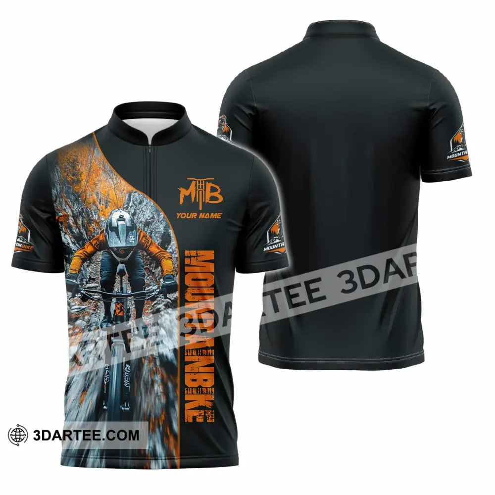 Unisex Shirt - Custom Mountain Bike Shirt Zipper Polo Shirt / S T-shirt