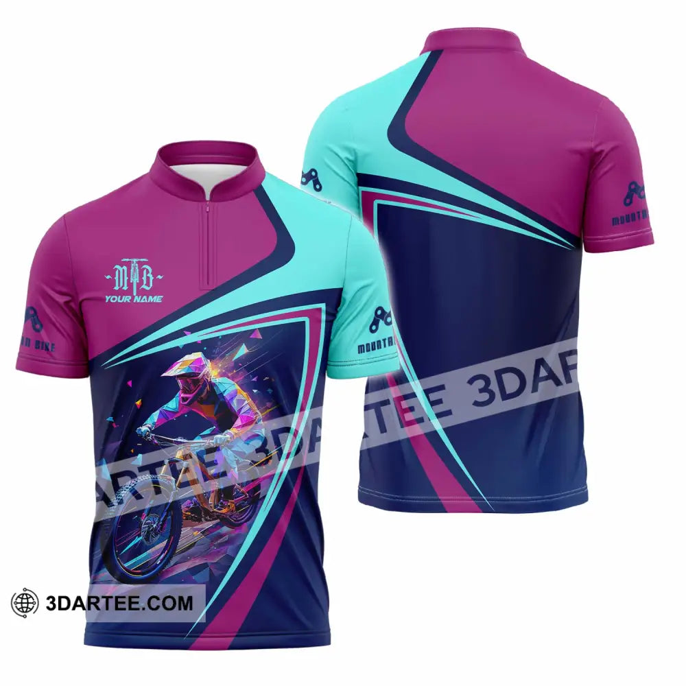 Unisex Shirt - Custom Mountain Bike Shirt Zipper Polo Shirt / S T-shirt