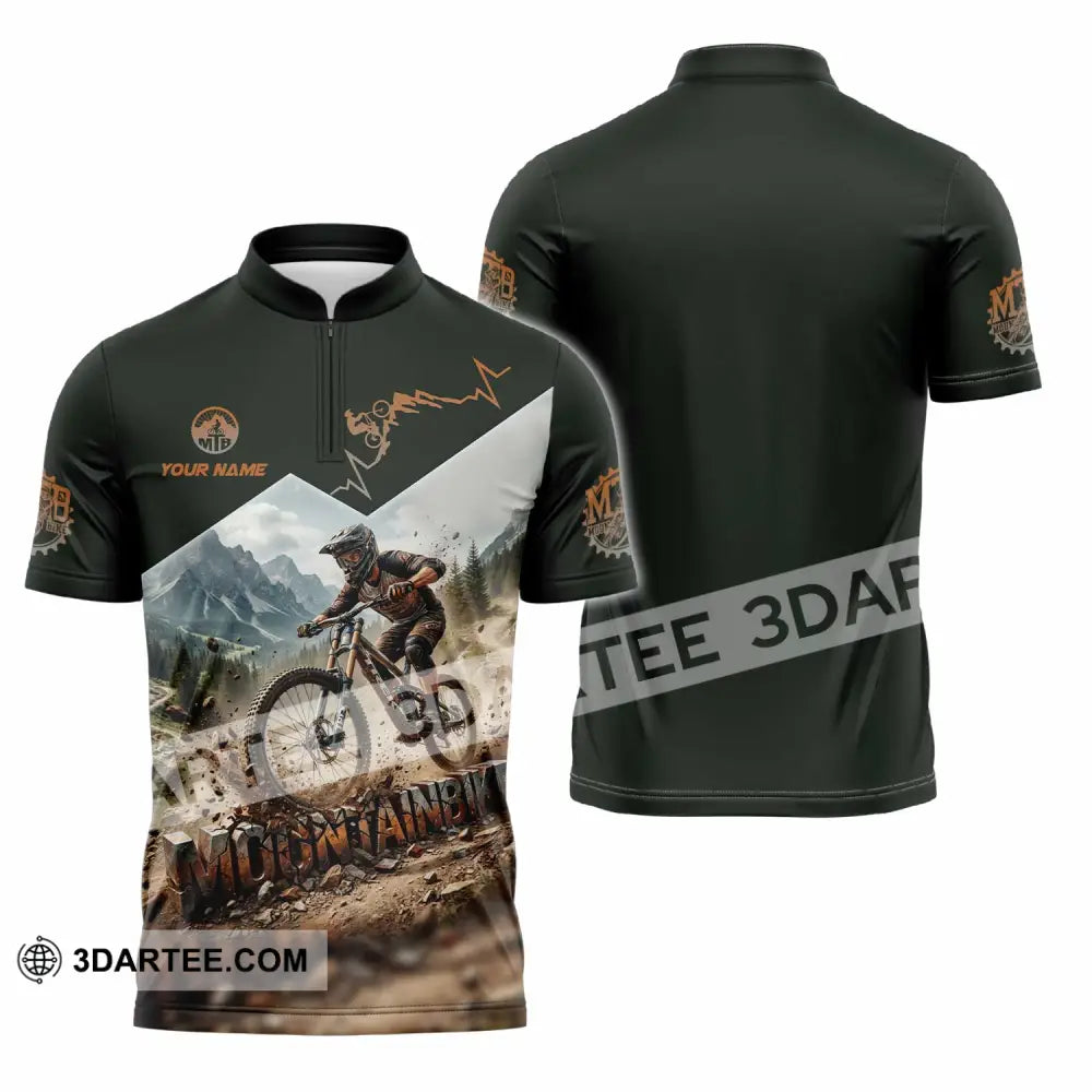 Unisex Shirt - Custom Mountain Bike Shirt - Zipper Polo Shirt / S - T-shirt