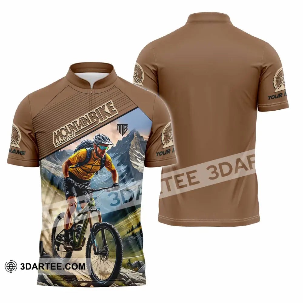 Unisex Shirt - Custom Mountain Bike Shirt Zipper Polo Shirt / S T-shirt